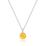 Citrine Necklace for Women Silver 10mm Round