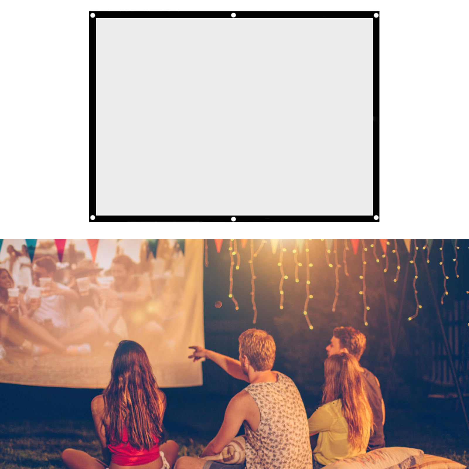 fasient 100in Synthetic Polyester Projection Screen, Front & Rear projection, Foldable, Non-crease, Portable for Home Theater & Outdoor Use