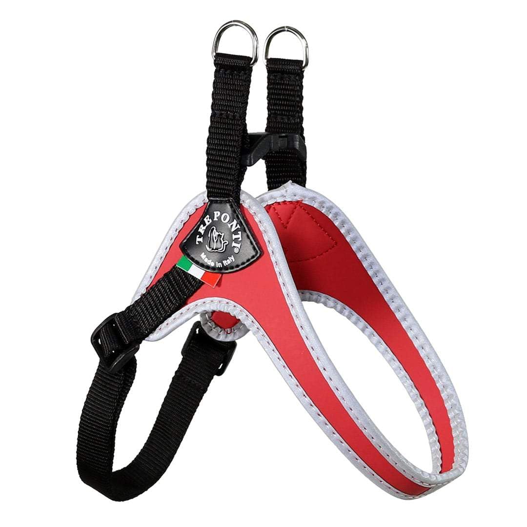 Tre Ponti Fibbia Small Dog Harness with Adjustable Belly Strap, 3.5 cm, Red