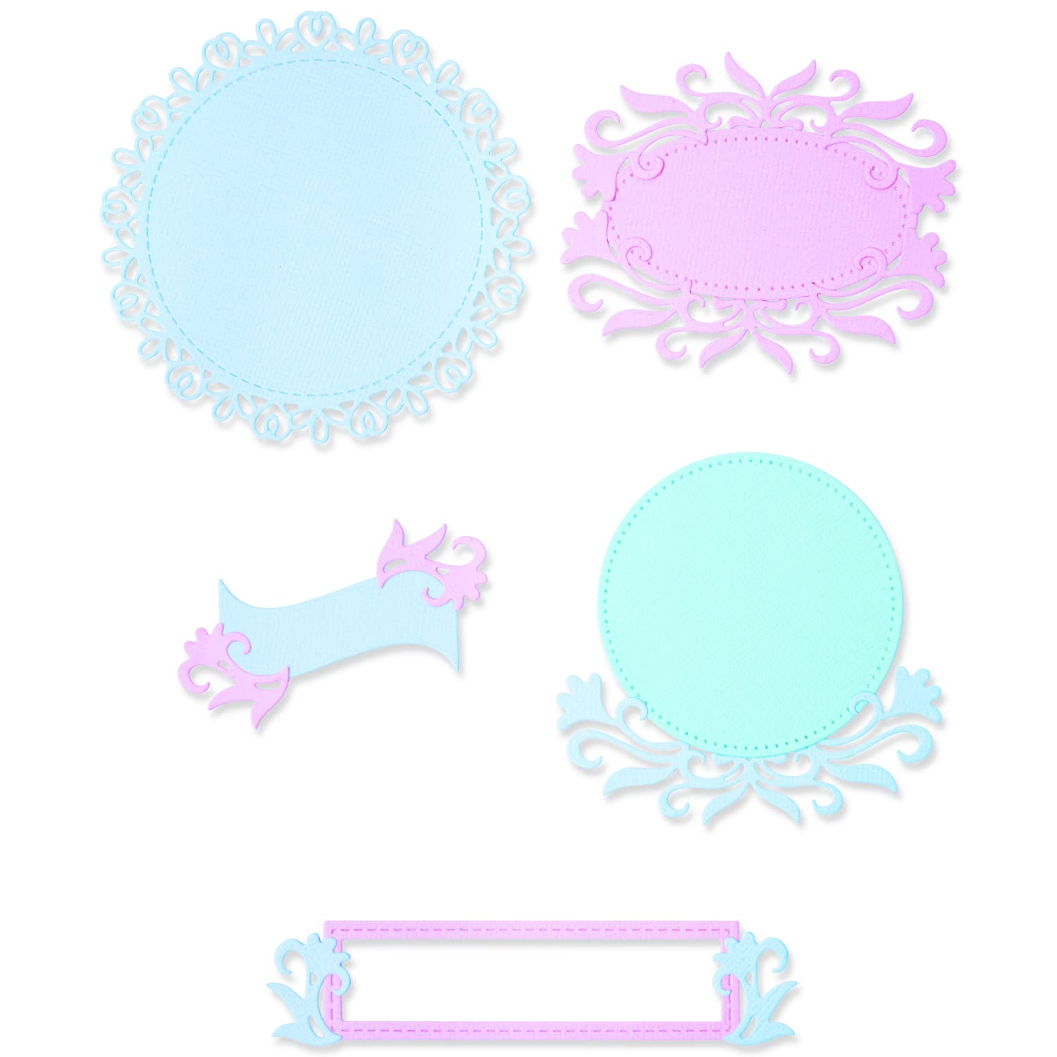 Sizzix Thinlits Die Set 8PK Flourish Frames by Lisa Jones, 665803, Multicolor, One Size