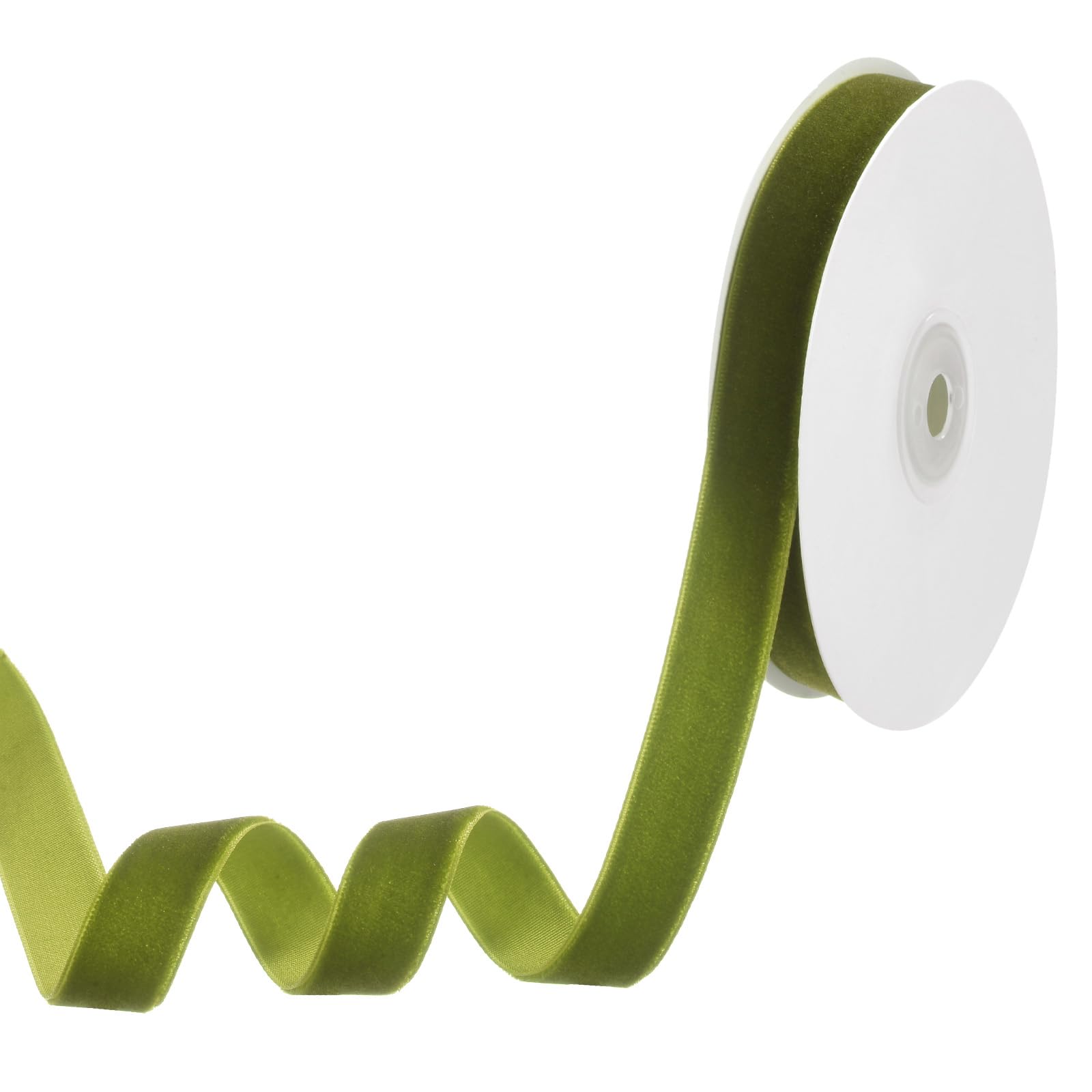 M METERXITY Olive Green Velvet Ribbon, 10 Yards 5/8" Wide Nylon Single Face Thin Velvet Ribbon for Gift Wrapping Wedding Bouquet Hair Bows Wreath Decoration DIY Crafts Fabric Ribbons
