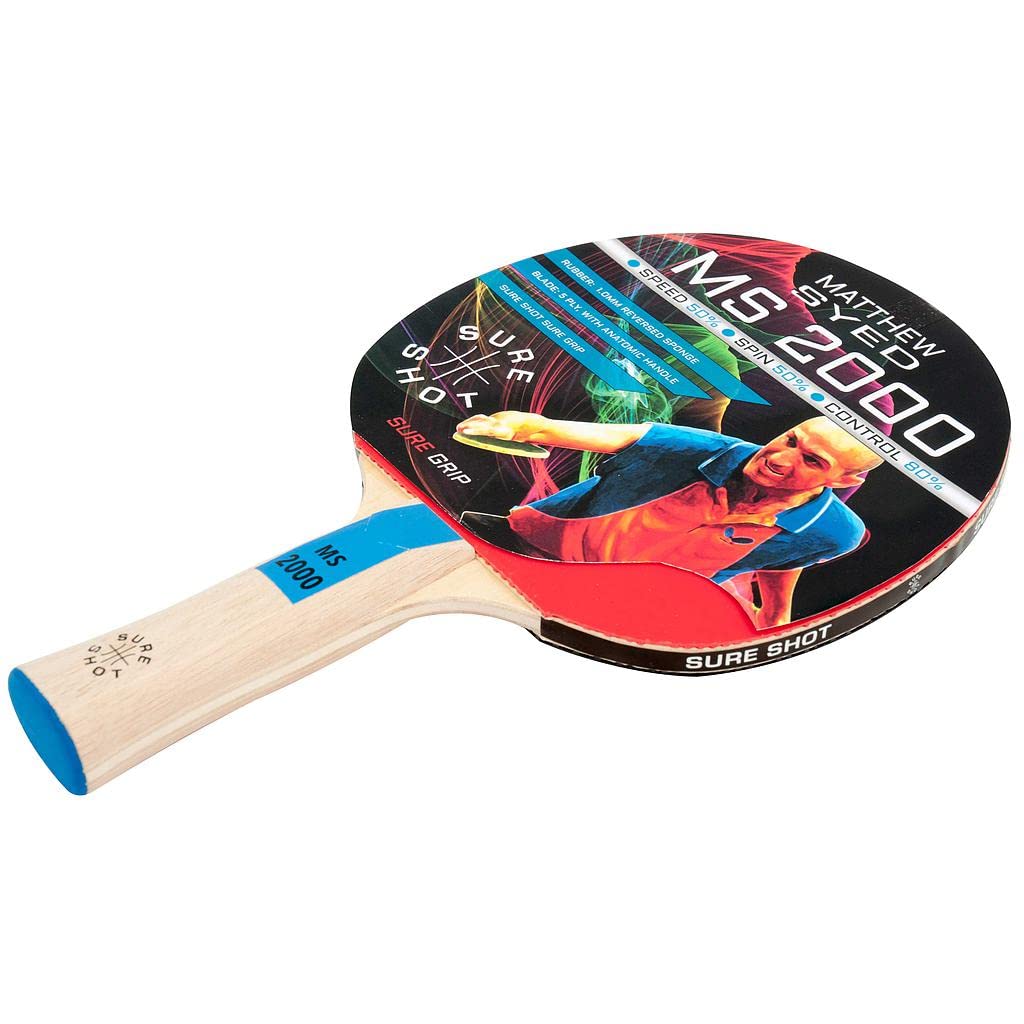 Sure Shot Matthew Syed MS-2000 Table Tennis Bat, 1.0 mm Reversed Rubber