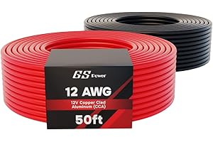 GS Power 100ft CCA 12 Gauge Wire Automotive, Red & Black, 12 AWG 12v, Flexible Speaker Electrical Wire Low Voltage Primary for Car Stereo Audio Trailer Harness Hookup Wiring DIY