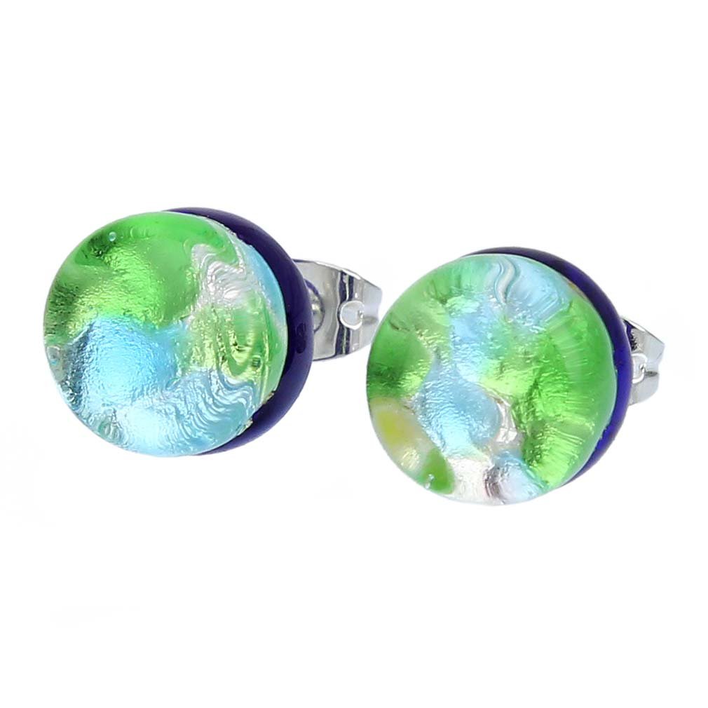 Glass Of Venice Murano Glass Venetian Reflections Round Stud Earrings - Silver Meadow
