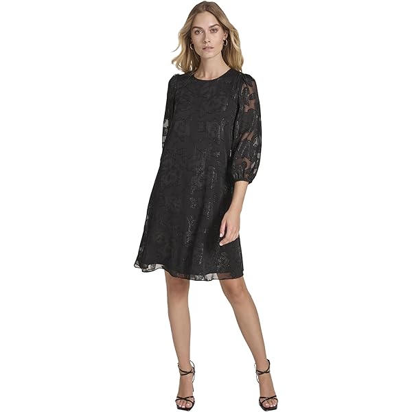 Calvin Klein Faux Tie Neck Shift Dress with Keyhole Neck Detail Regatta 6  at Amazon Women's Clothing store