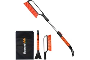 YeewayVeh 35" Ice Scrapers for Car Windshield, 2 in 1 Extendable Snow Brush with Foam Grip & Handhold, Telescoping Scratch-Fr