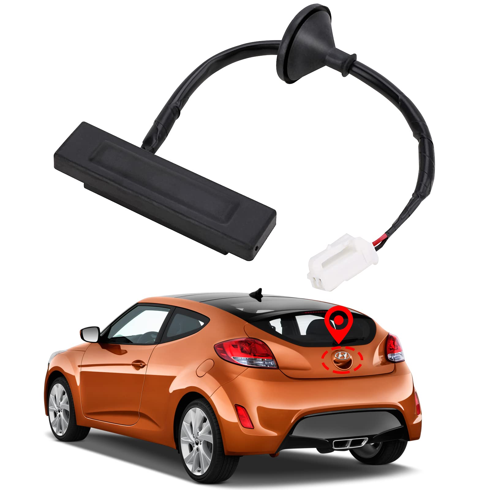 Photo 1 of 81260-2V000 Hatch Release Button Trunk Latch for Hyundai Veloster 2012-2017 Rear Back Hatch Release Switch Trunk Button Outside HDL Lock Assembly Tailgate Latch Without Camera Replace # 812602V000