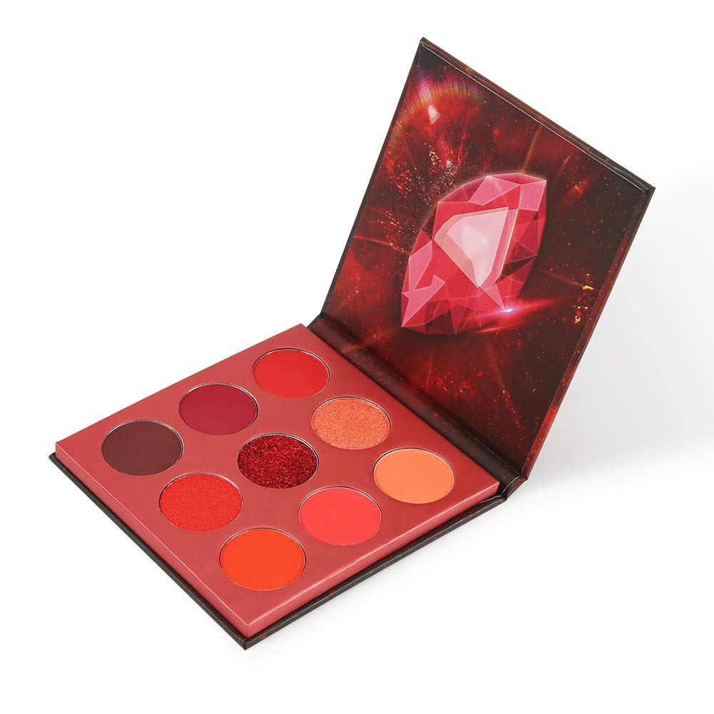 Docolor 9 Colours Red Eyeshadow Palette Shadow Palette Highly Pigmented Mattes Shimmers Nature Smokey Glitter Cream Colorful Powder Waterproof Makeup Palette-Space โ image 1
