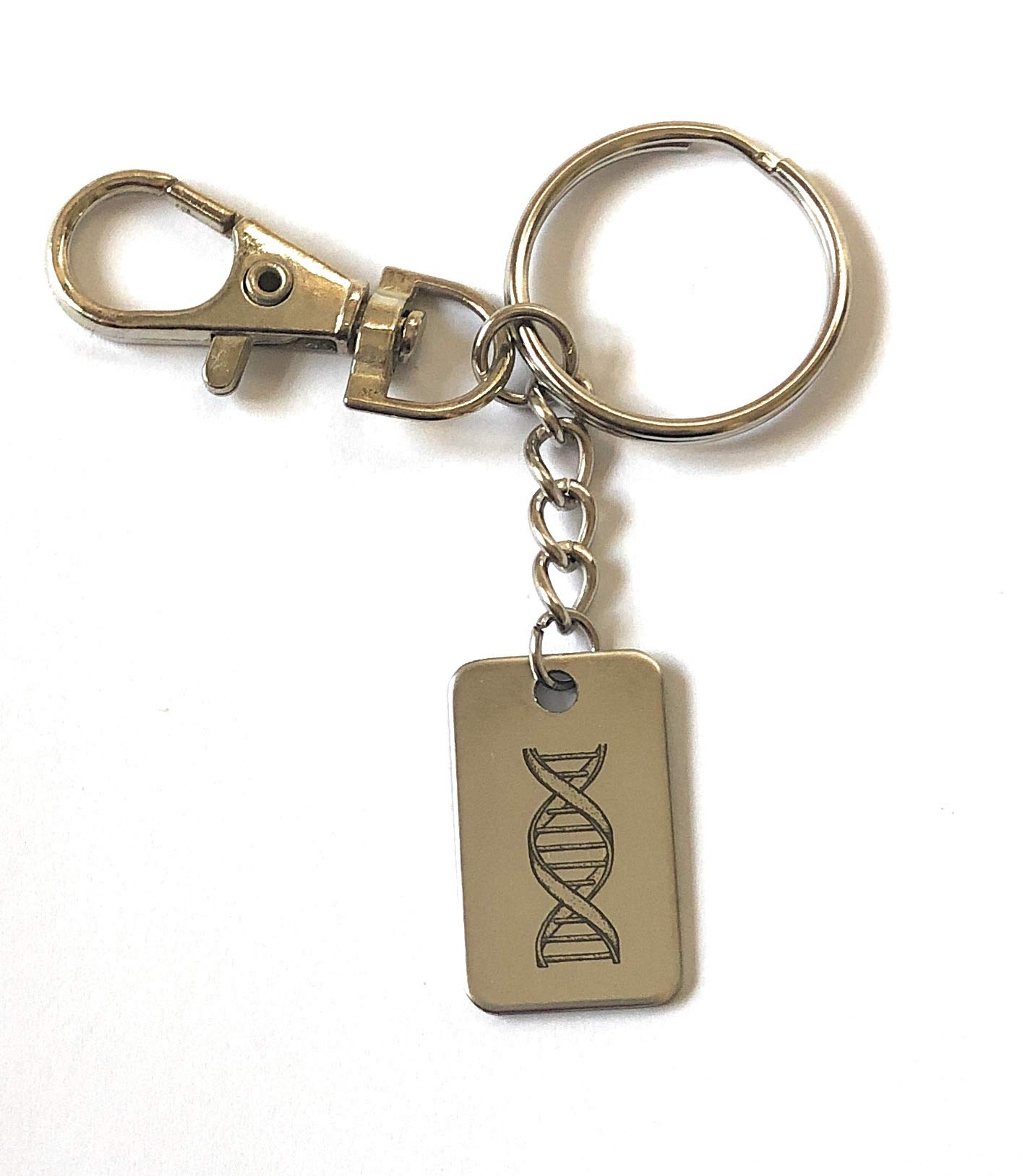 FizzyButton Gifts DNA Double Helix keyring key ring with stainless steel charm and silver tone keychain in turquoise gift box