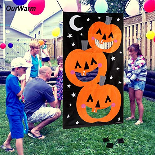 YOBAYE Halloween Toss Game Pumpkin Bean Bag Toss Games with 3pcs Bean Bags for Kids Party Halloween Decorations