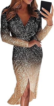 long sleeve deep v neck split ruched wrap bodycon dress cocktail dress