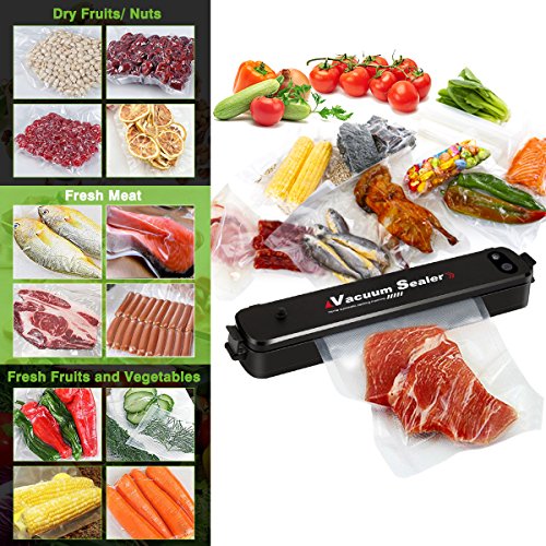 Vacuum Sealer Machine, EIVOTOR Automatic Mini Portable Home Vacuum Air Sealing System for Food Preservation/Starter Kit | Led Indicator Lights | Dual Capacitance Design Including 20pcs Sealing Bags