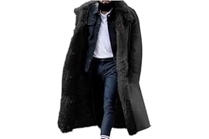 usnsm Winter Jackets for Men,Men's Fur Coat Jacket Shearling Sherpa Coats Winter Windproof and Warm Long Coat Jackets