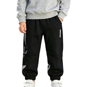 Boys' Sweatpants Elastic Waist Jogger Pants Lightweight Trousers with Pockets for Boys School Outdoor Sports