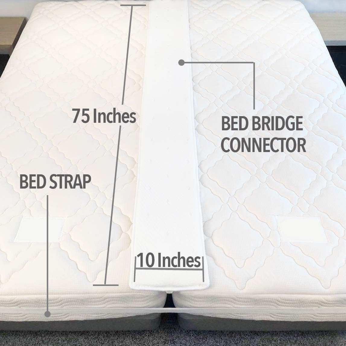 FeelAtHome 10 Inch Wide Bed Bridge Twin to King Converter Kit - Twin Bed Connector King Maker - Bed Gap Filler to Make Twin Beds Into King - Mattress Connector with Strap for Guests Stayovers: Home & Kitchen