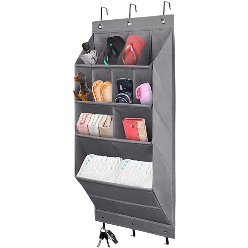 Over the Door Shoe Storage, Hanging Shoe Rack Storage with Deep Pocket for Narrow Closet and Dorm,Large Storage Compartments Storage Organizer for Shoes, Home Accessories etc.Grey (A-11 Pockets)
