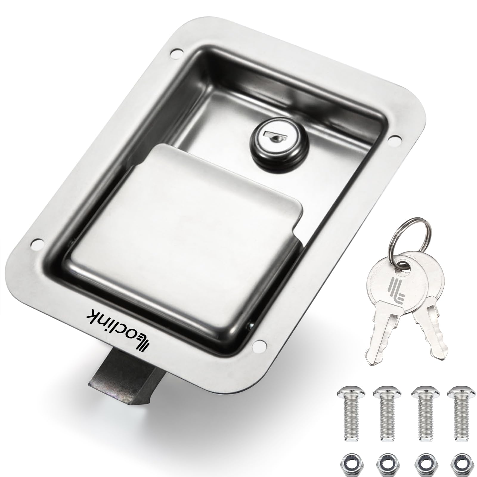 Photo 1 of Loclink Truck Tool Box Lock Replacement kit, Stainless Steel Locking Paddle Latch for Truck Bed Toolbox Handle, Trailer Door, RV, Camper, ATV, UTV, 5.85" L x 4.25" W with Keys