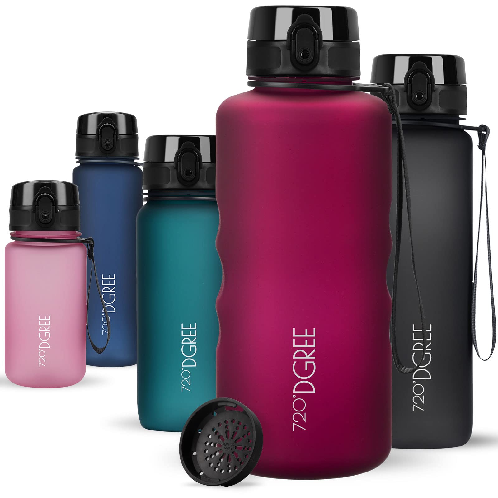 720°DGREE Water Bottle 2l “uberBottle“ softTouch +Sieve - BPA-Free, Leakproof, Reusable Drinking Bottle - XXL Sports Bottle for all Day Hydration, Gym, Fitness, Office, University, Hiking, Travel