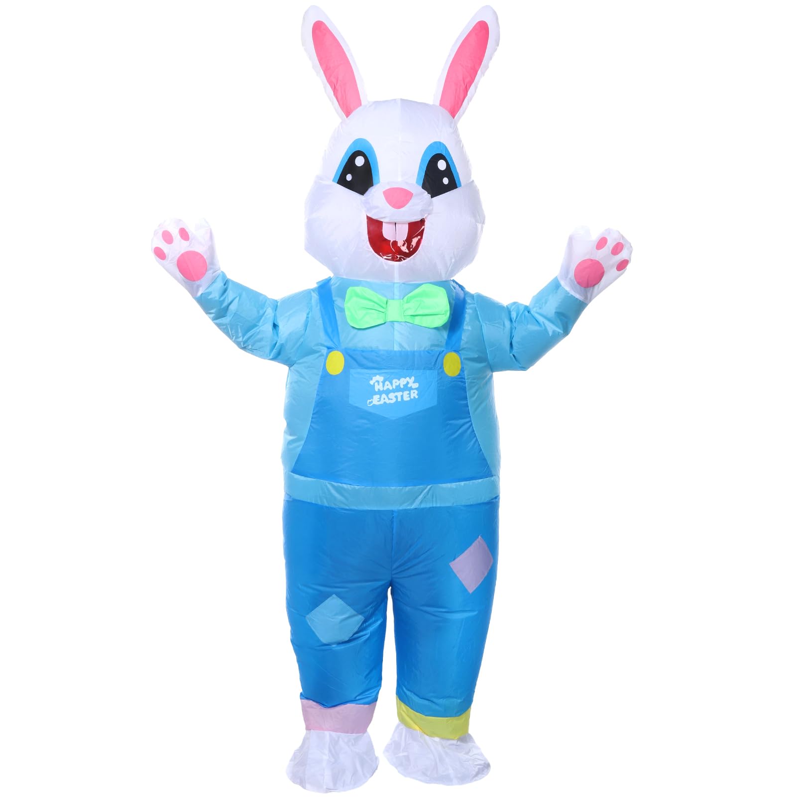 Cuercary Inflatable Easter Bunny Costume,Funny Party Mascot Costume,Unisex Fancy Dress for Adults,Suitable for Easter-Themed Parties and Stage Performances. (Blue)