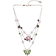 Betsey Johnson Womens Butterfly Charms Layered Necklace