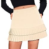 Yousify Womens Pleated Y2k Mini Skirt Cute Casual High Waisted A-Line Zipper Party Club Skorts
