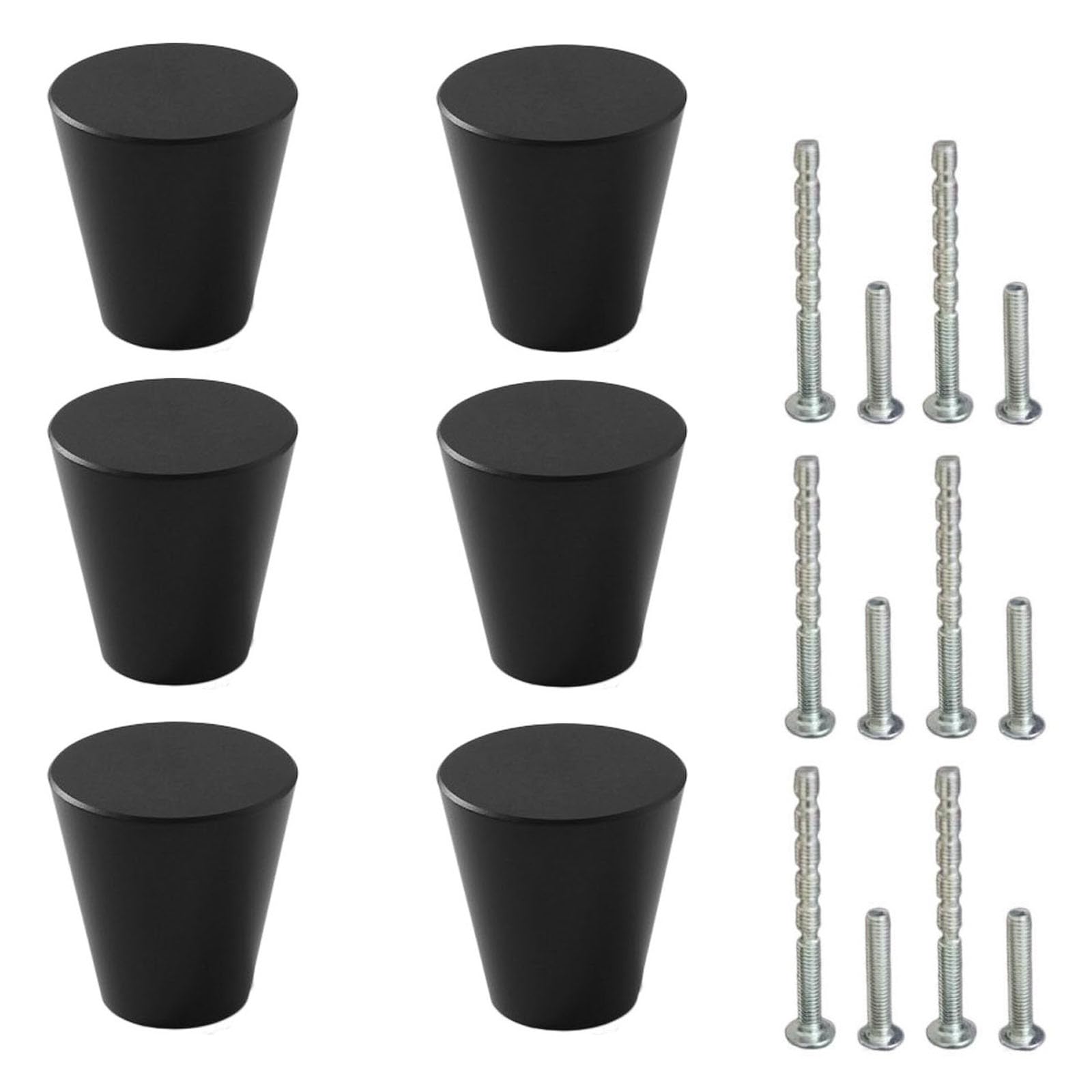 Beilala Drawer Handles Knobs Black, 6 Pack Small Decorative Kitchen Cabinet Knobs Solid, Furniture Door Hardware Pulls for Drawers Dresser Wardrobe Closet, 20x23mm