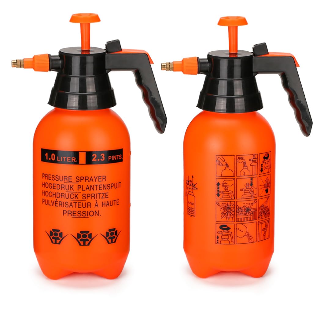 Photo 1 of MRPAPA Pressurized Hand Sprayer - Multi-Purpose Garden Sprayer Gallon with Adjustable Nozzle (1L-Orange)