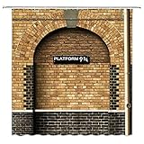 Feierman Platform 9 3/4 Shower Curtain Of King's Cross Station, Secret Passage To The Magic School Shower Curtain Vintage Brown Brick Wall Fabric Shower Curtain 70x70Inches
