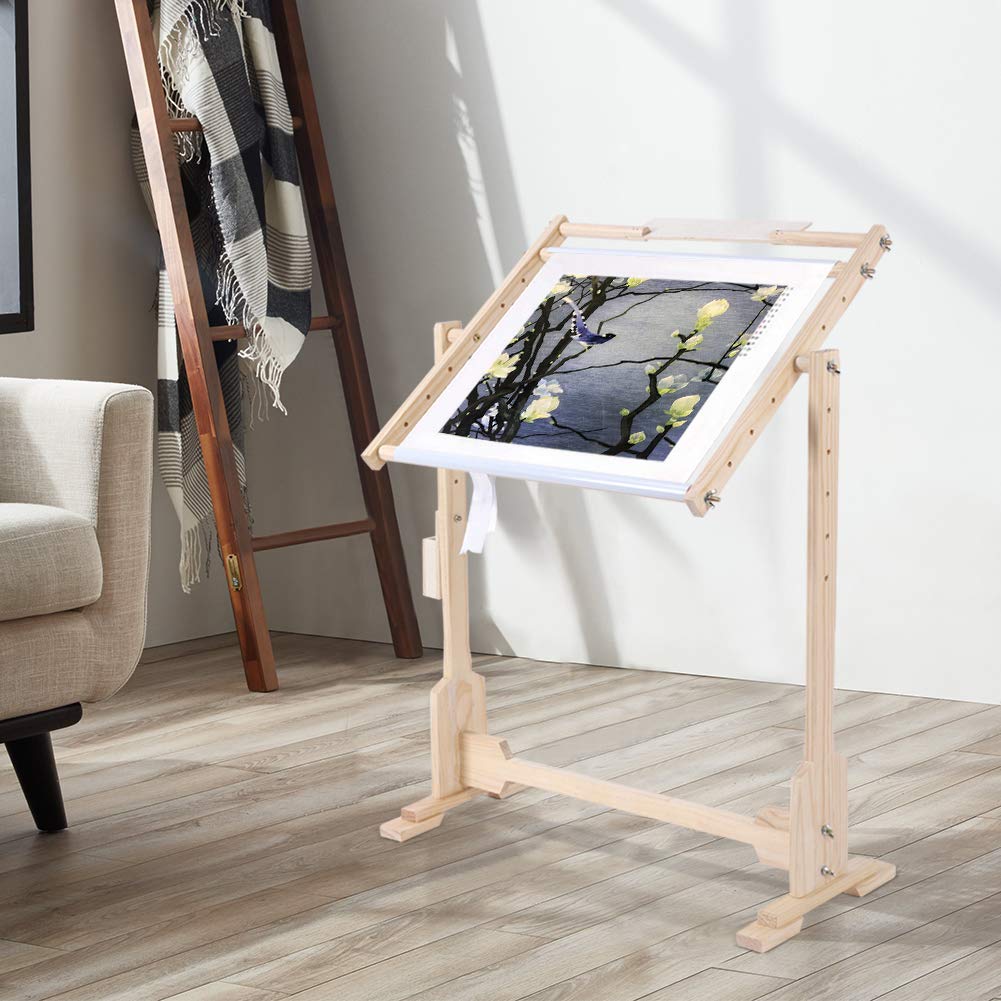 9CT Cross Stitch Stand, Adjustable Cross Stitch Frame Floor Standing Embroidery Stand 360 Degree Rotation Tapestry Frames Floor Standing Embroidery Stand for Silk Painting Needlework 50cm
