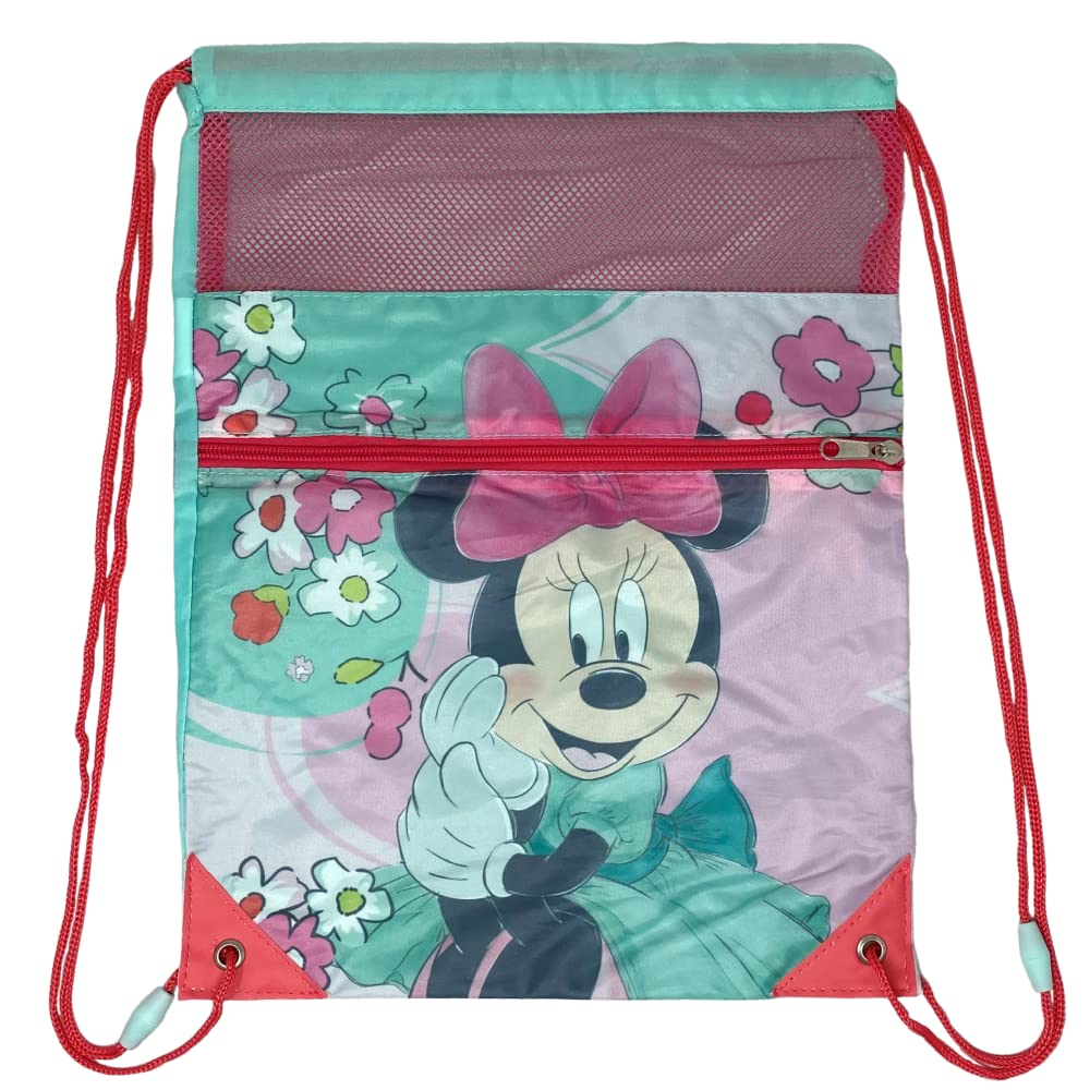 cartoon Kids Bag, Drawstring Bag, Front Pocket, School Backpack, Gym, Leisure, Minnie (2)