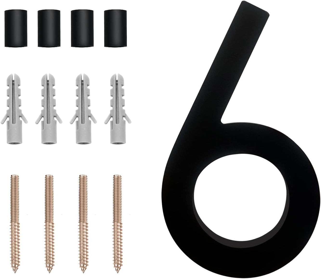 Address Signs - 5 inch Floating House Number, Modern House Numbers, for Outdoor Mailbox Yard Home Wall DoorGarage Gate with Nail Kit, Coated Black, 911 Visibility Signage (6)