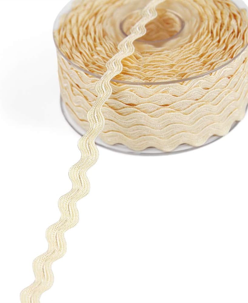 3 Yards of Deja 1/2" Wide Sweet Cream Viscose-Rayon RIC Rac Trim, Made in Italy