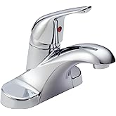 Delta Foundations Centerset Chrome Bathroom Faucet, 4 Inch 3 Hole Bathroom Sink Faucet for Vanity, Metal Push-Pop Drain Assem