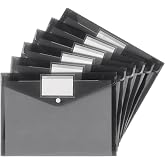 Tamaki 6 Pack Plastic Envelopes, Clear Document Folders, A4 Size, Grey | Plastic File Folders for Home Work Office Organization