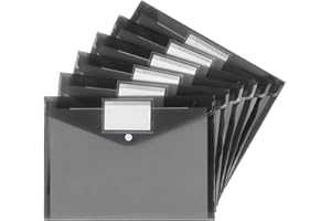 Tamaki 6 Pack Plastic Envelopes Poly Envelopes, Clear Document Folders Plastic File Folders for Home Work Office Organization, Letter Size/A4 Size(Dark Grey)