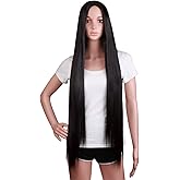 MapofBeauty 100 cm Long Straight Sexy Costume Anime Wig (Black)