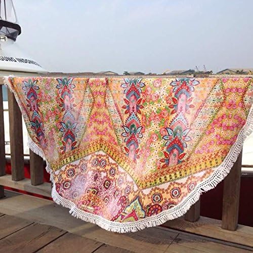Bohemian Tribal Pink Roundie Blanket Round Beach Throw Coverup