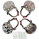 ROFLYER Owl Design Metal Foldable Purse Bag Hook Table Hanger,Set of 4