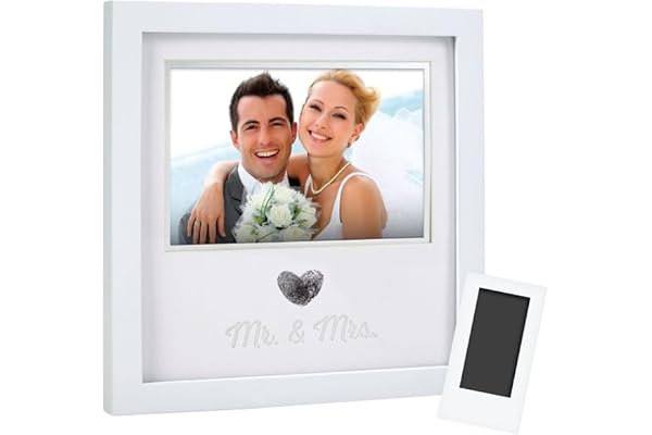 Pearhead Heart Thumbprint Keepsake Photo Frame and Ink Kit, Wedding Registry, Wedding Gift, White 8x8x0.63 Inch (Pack of 1)
