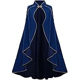 GRAJTCIN Women's Medieval Cloak Stand Collar Deluxe Velvet Gold Trim Renaissance Cape for Adult