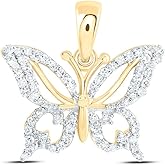 Jewels By Lux 10K Yellow Gold 1/5Cttw Natural Diamond Gift Butterfly Pendant