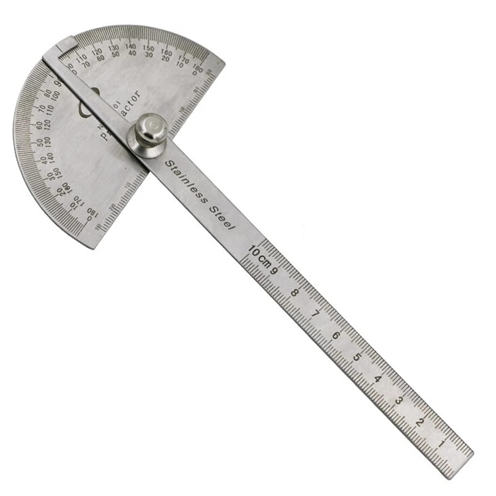 Detachable Rotary Protractor,0-180 Degree Stainless Steel Protractor Machinist Tool 10cm Measure Ruler for Engineer Painting Drawing Measuring