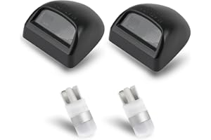 Bestview License Plate Lights Tag Lamp with Black Housing Cover 6000K White Bulbs Assembly Replacement for Chevy Silverado GMC Sierra 1500 2500 3500 Suburban Tahoe Avalanche Cadillac,Pack of 2