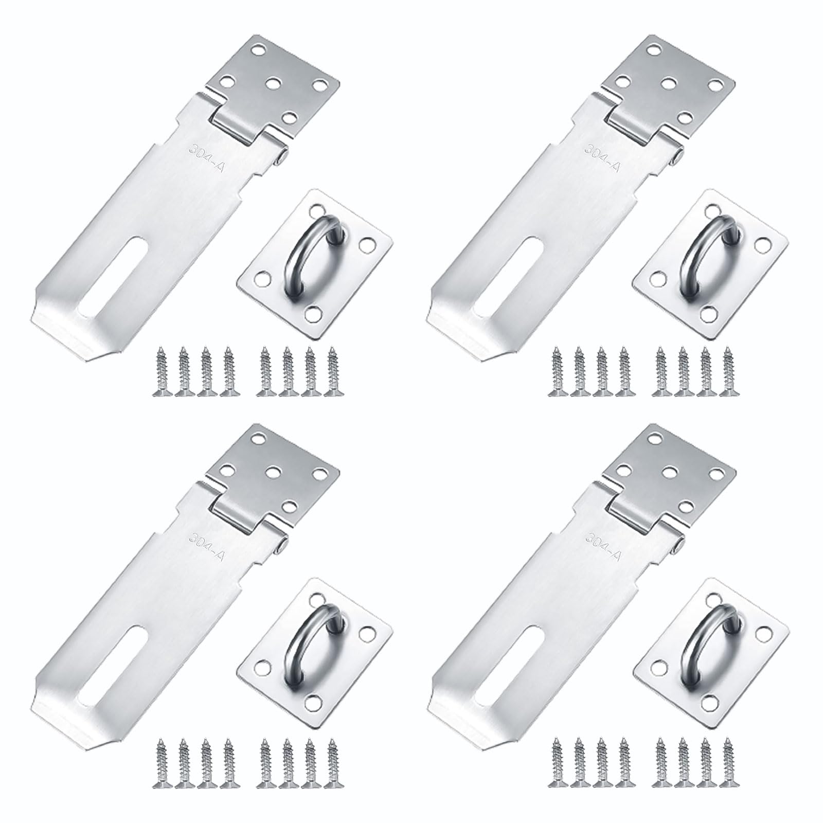 GTDOOCE AF-0119 Uberfalle lock, lockable door latch, 4 pieces lock latch, lockable, padlock holder, door lock outside with screws, hasp lock latch, overlatch padlock