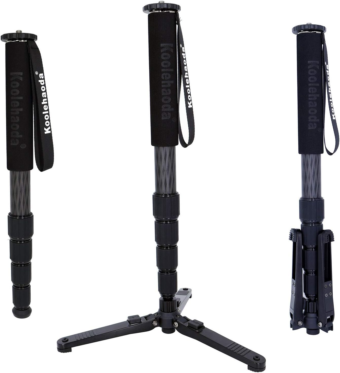 Koolehaoda Camera Monopod, 67" / 171cm Aluminum Telescoping Monopods with Tripod Stand Compatible for DSLR Cameras, 22 lbs Load Capacity. (MP-325L+KM3) Black