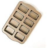 Kilimazart Mini Loaf Pan 8-Cavity Carbon Steel Bakeware Non-Stick Bread Baking Tray One-Piece Design
