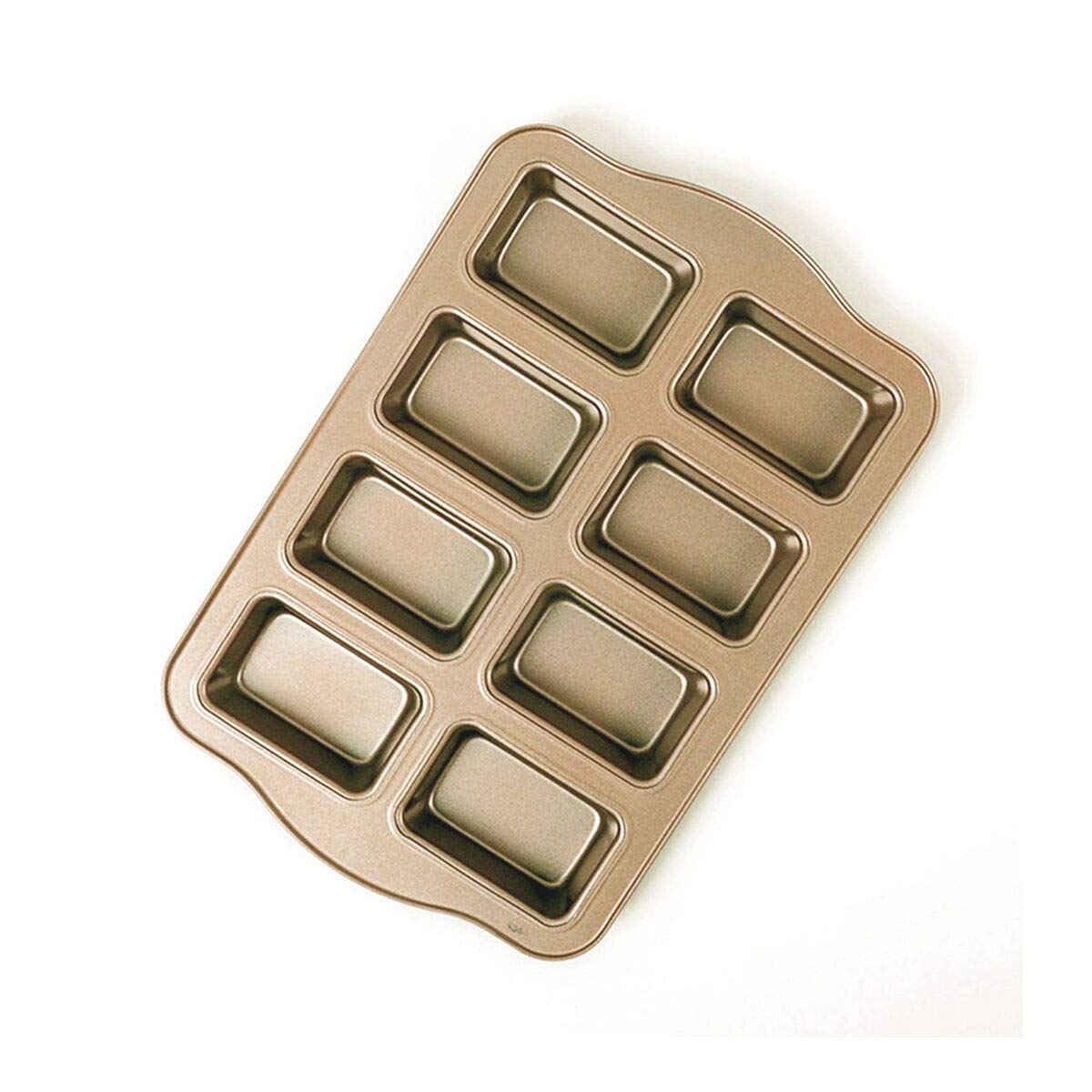Kilimazart Mini Loaf Pan 8-Cavity Carbon Steel Bakeware Non-Stick Bread Baking Tray One-Piece Design