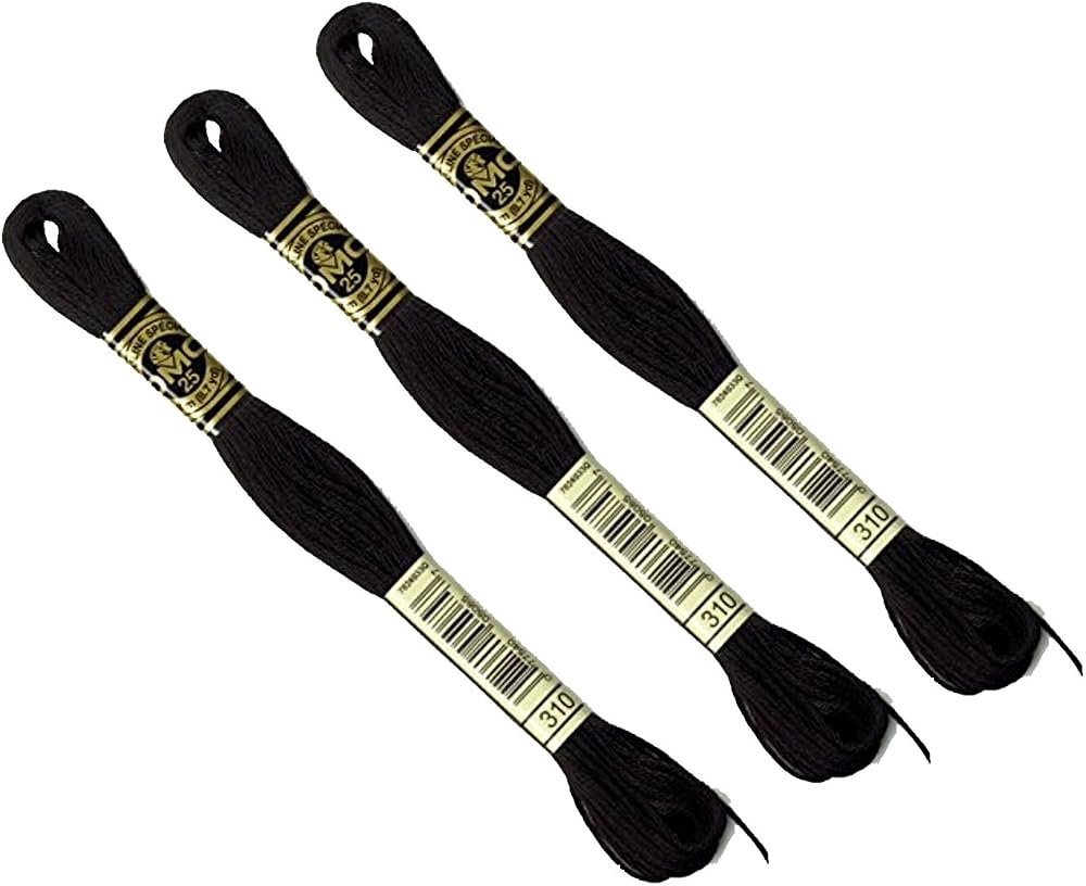 DMC 3 x 8m Black 310 Cotton Cross Stitch Threads/Skeins Mouline