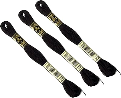 DMC 3 x 8m Black 310 Cotton Cross Stitch Threads/Skeins Mouline
