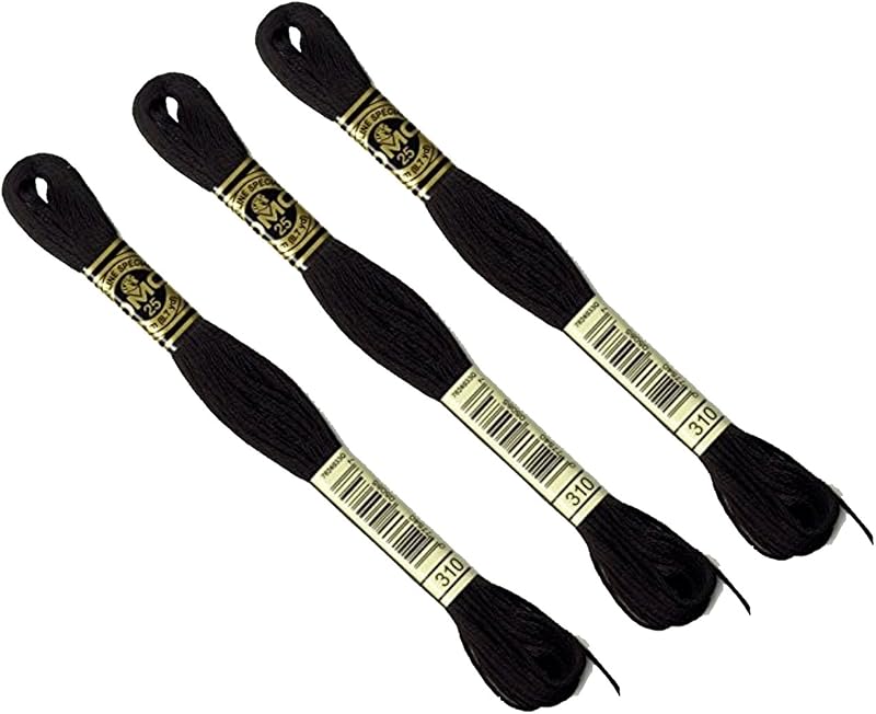 DMC 3 x 8m Black 310 Cotton Cross Stitch Threads/Skeins Mouline